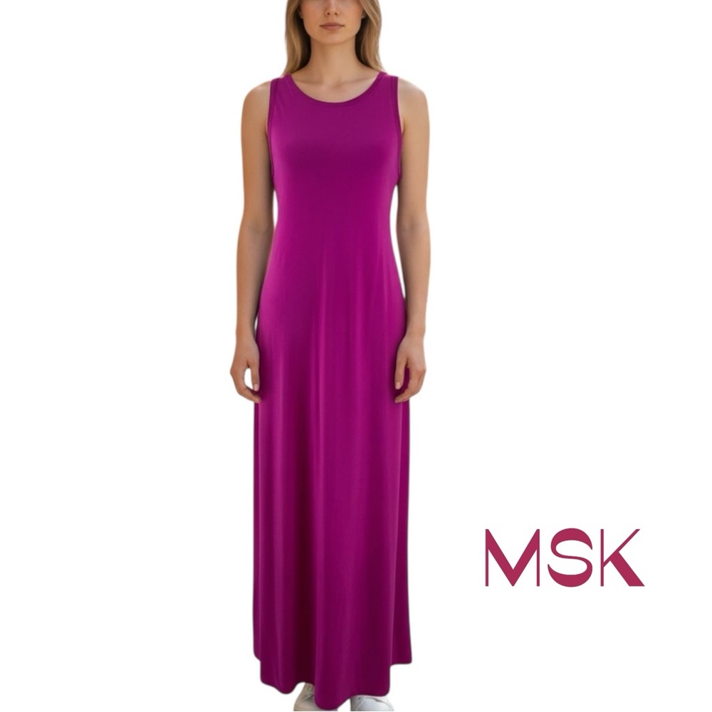 MSK Pink Sleeveless Maxi Dress NWOT Size S Coastal Grandma